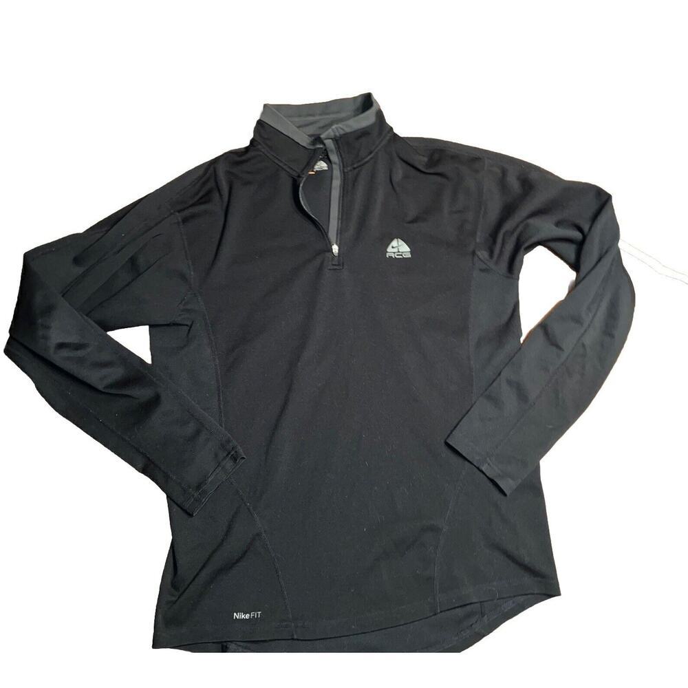 Nike Men's Size M Pullover Quarter Zip ACG Dri Fit Polyester Black